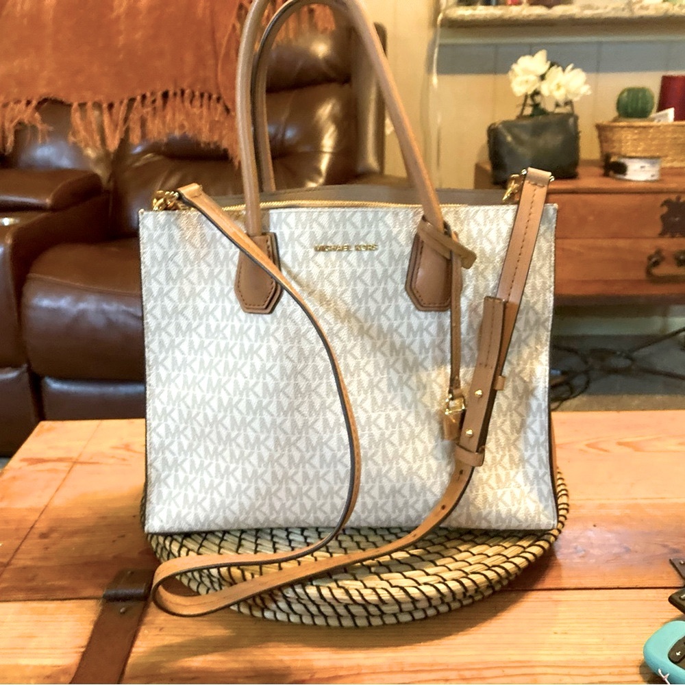 MICHAEL KORS MERCER LG SATCHEL SHOULDER LEATHER BAG 💼 - Picture 3 of 16
